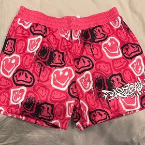 Boys' Pink and Black Smiley Shorts